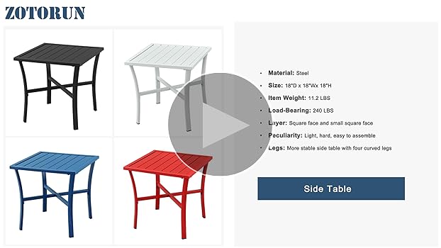 Amazon.com: ZOTORUN Outdoor Steel Side Table End Table for